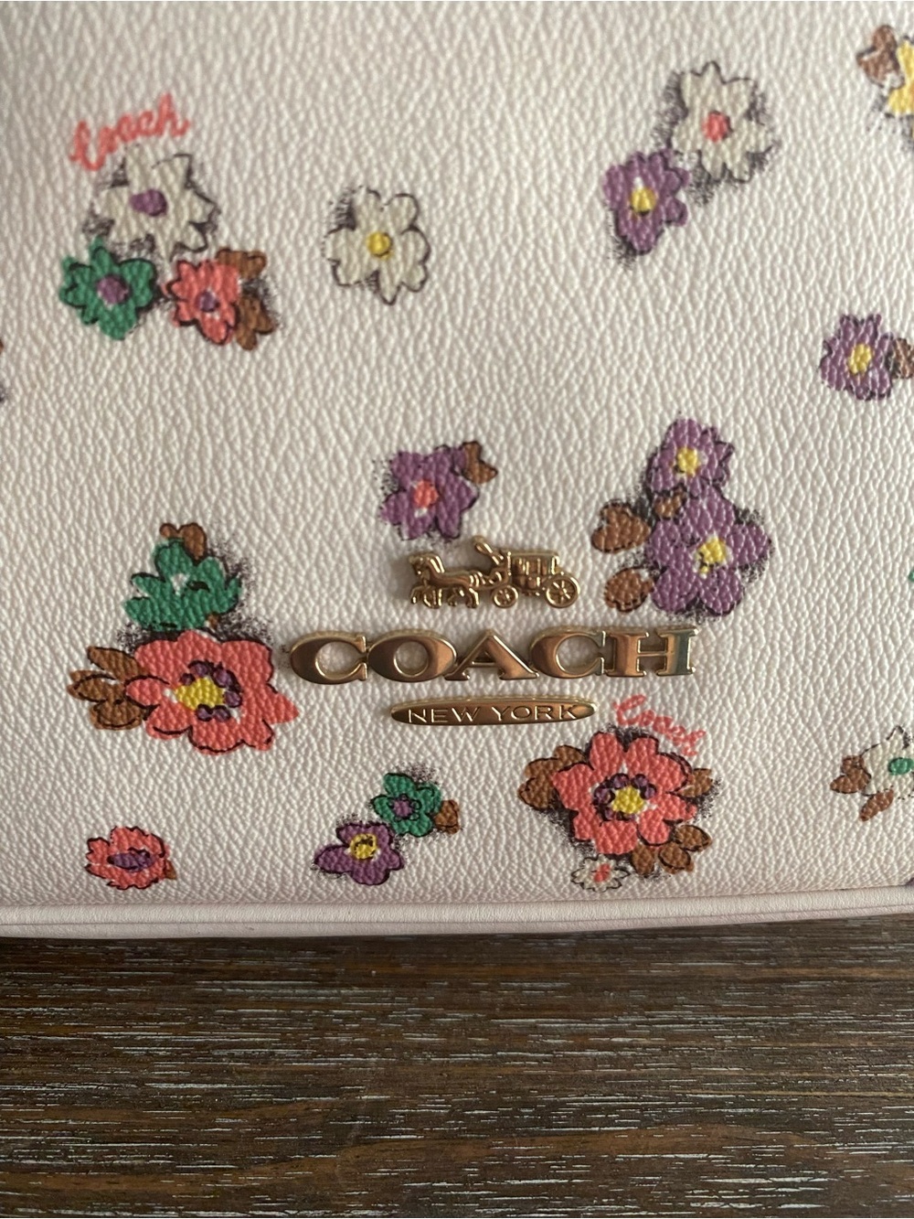 Coach ELLIE FILE BAG WITH SPACED FLORAL FIELD PRINT Crossbody Beige Gold - Picture 9 of 16